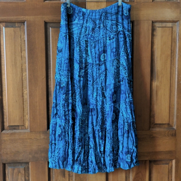 Rene Margo Vintage Blue Boho Ruffled Maxi Skirt - Picture 3 of 4